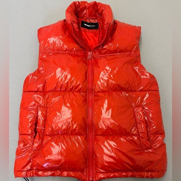 Fashion Nova Red Quilted Vest with Glossy Finish - Picture 1 of 4